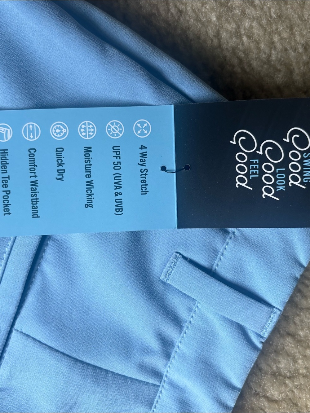 Good Good Golf Men’s Sky Blue Flat Front Golf Shorts - Picture 2 of 4